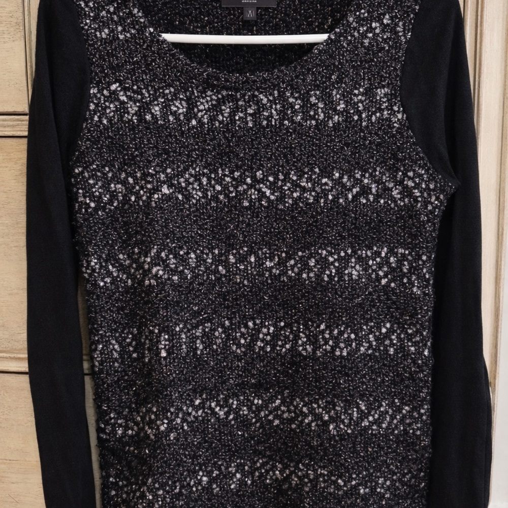 Sparkle & Fade Black Textured Knit Sweater Top – Size M